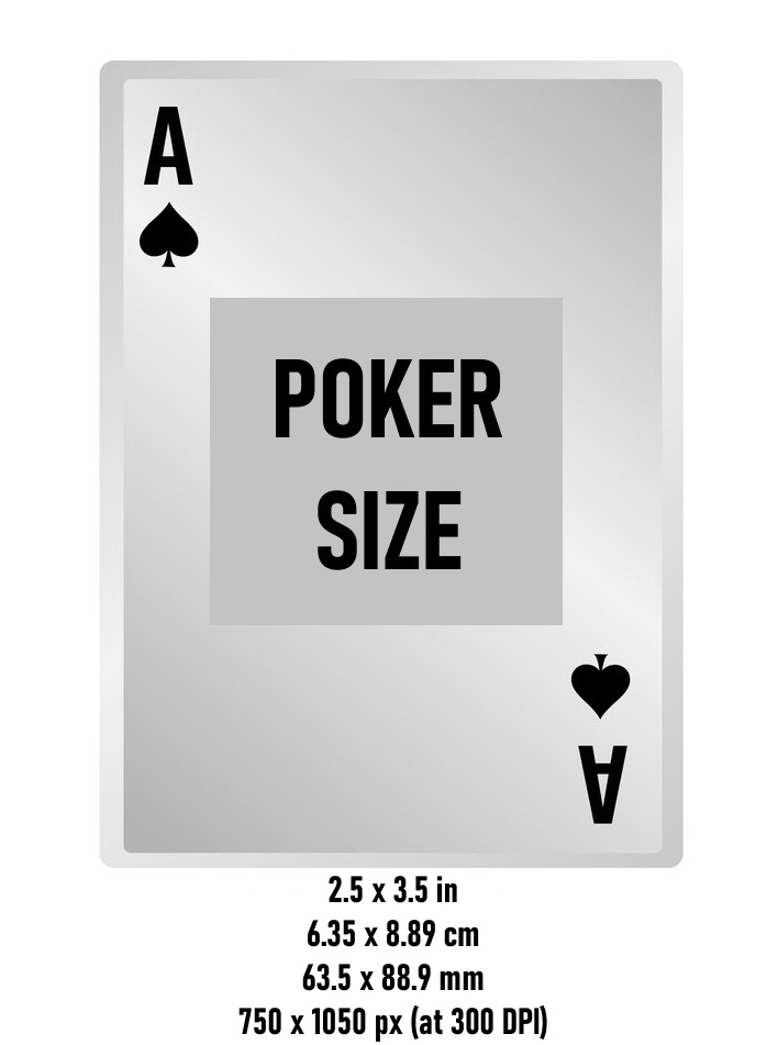 Poker Card Size in inches, cm, mm, and pixels